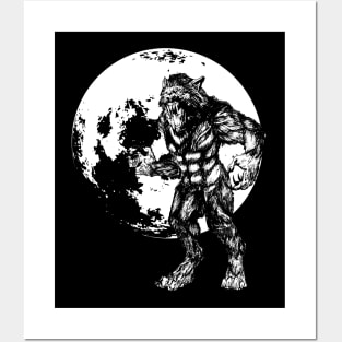 Werewolf and full moon Posters and Art